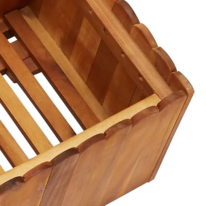 Furnicato Hochbeet - 100 x 30 x 25 cm, Holz, Braun - Hölzerner Pflanzkasten mit Lattenboden und dekorativ geschwungenem oberen Rand aus hellem Holz.