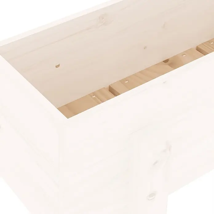 Furnicato Hochbeet - 30 x 101 x 38 cm, Holz, Weiße Kiefer - Innenansicht eines hellen Kiefernholzrahmens mit Stützlatten.