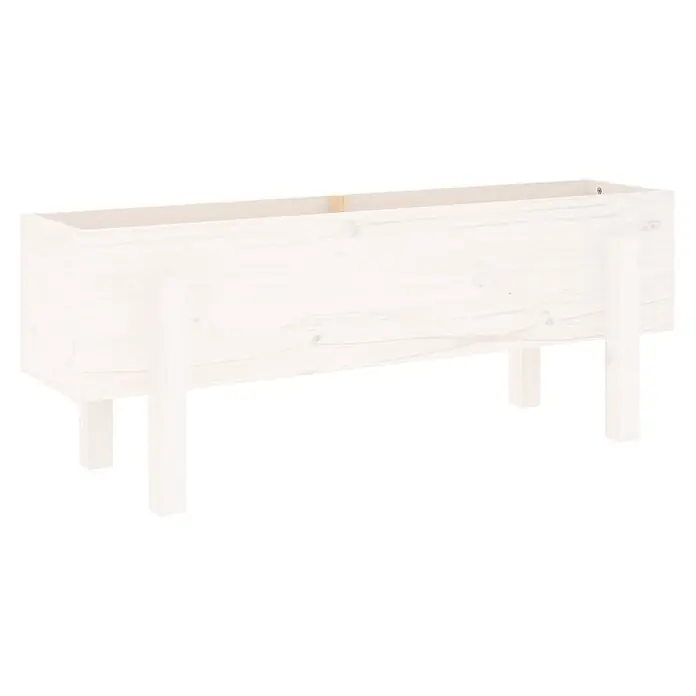 Furnicato Hochbeet - 30 x 101 x 38 cm, Holz, Weiße Kiefer - Weißer rechteckiger Pflanzkasten aus Holz auf Beinen.