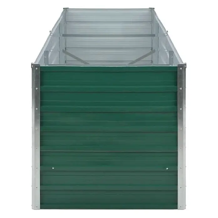 Furnicato Hochbeet - 80 x 240 x 77 cm, Stahl, Grün - Grün-silbernes Metall-Hochbeet, leer, mit Innenstreben.