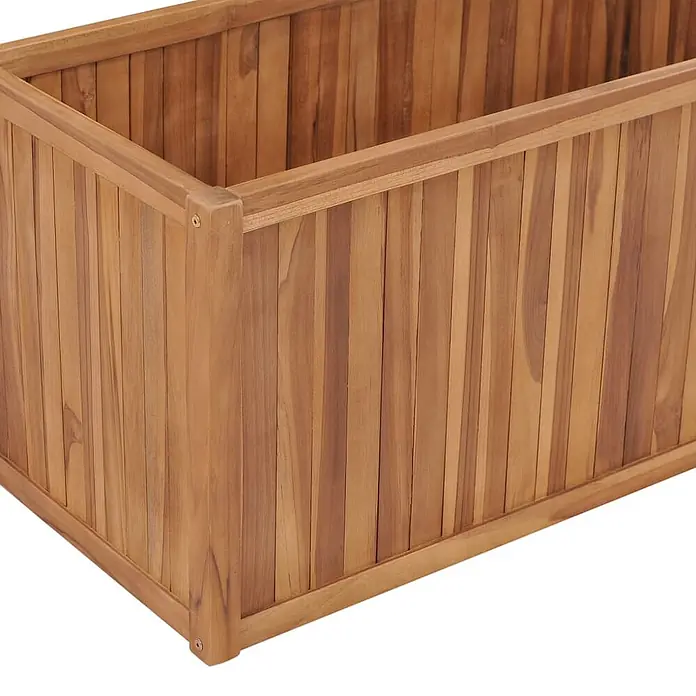 Furnicato Hochbeet - 50 x 100 x 50 cm, Holz, Braun - Rechteckiger Pflanzkasten aus hellem, lattenförmigem Teakholz, ideal für Pflanzen.