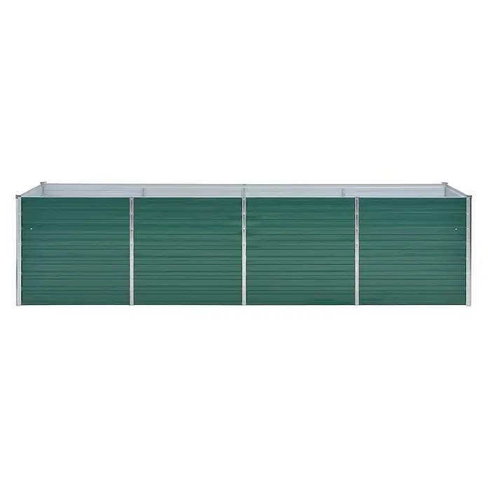 Furnicato Hochbeet - 320 x 80 x 77 cm, Stahl, Grün - Langes, rechteckiges Hochbeet aus grünen Wellblechplatten mit silbernem Rahmen.