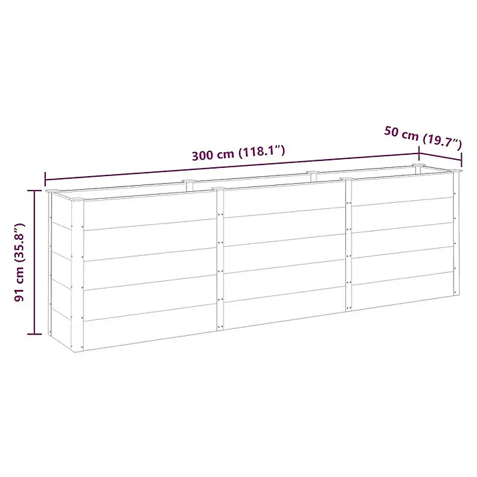 Furnicato Hochbeet - 50 x 300 x 91 cm, Verbundwerkstoff, Grau - Rechteckiges, mehrteiliges Hochbeet, 300 cm lang, 50 cm breit, 91 cm hoch.