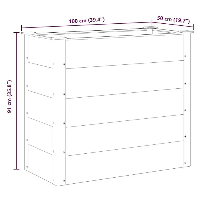 Furnicato Hochbeet - 50 x 100 x 91 cm, Verbundwerkstoff, Grau - Rechteckiger Holz-Pflanzkasten, 100 cm lang, 50 cm breit und 91 cm hoch.