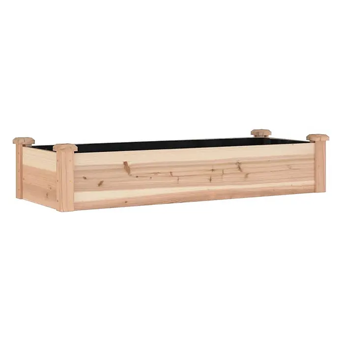 Furnicato Hochbeet - 45 x 120 x 25 cm, Holz, Natur - Rechteckiger heller Holz-Pflanzkasten mit schwarzer Innenauskleidung.