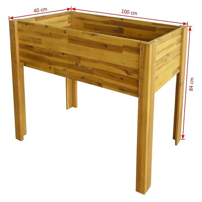 Furnicato Hochbeet Akazien-Massivholz geölt - 100 x 40 x 84 cm, Holz, Braun - Hölzernes Hochbeet mit Naturholz-Finish, Maße 100x40x84 cm.