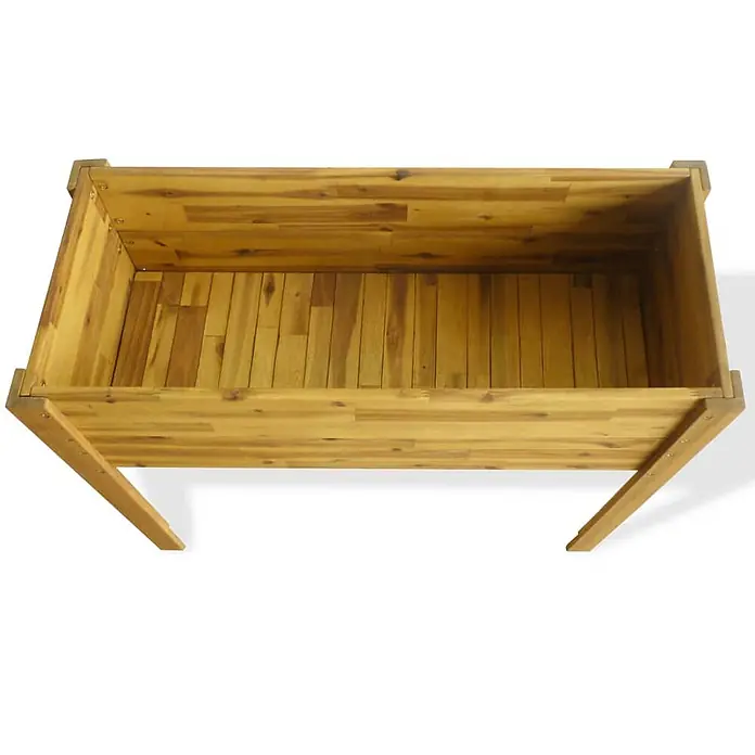 Furnicato Hochbeet Akazien-Massivholz geölt - 100 x 40 x 84 cm, Holz, Braun - Rechteckiges Hochbeet aus Naturholz mit Lattenkonstruktion.