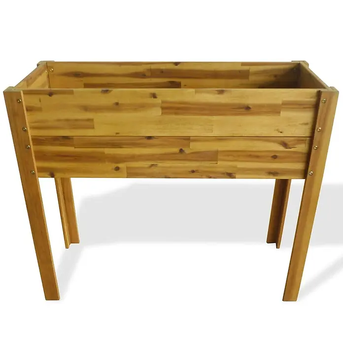 Furnicato Hochbeet Akazien-Massivholz geölt - 100 x 40 x 84 cm, Holz, Braun - Hellbraunes Hochbeet aus Holz.
