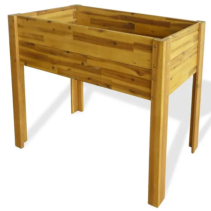 Furnicato Hochbeet Akazien-Massivholz geölt - 100 x 40 x 84 cm, Holz, Braun - Rechteckiges Hochbeet aus Naturholz.