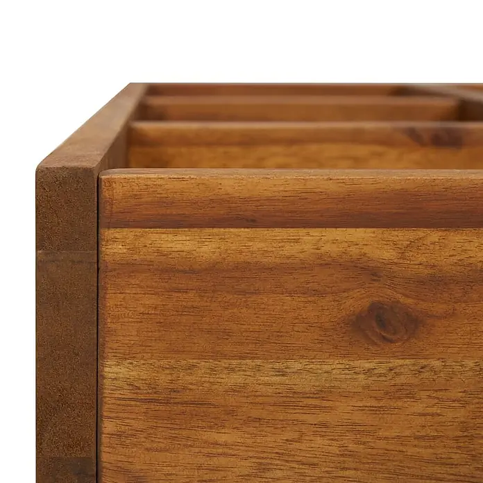 Furnicato Hochbeet - 60 x 60 x 15 cm, Holz, Beige - Brauner Akazienholz-Organizer mit Fächern, der die natürliche Maserung und Textur hervorhebt.