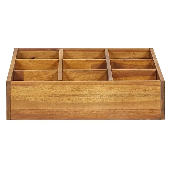 Furnicato Hochbeet - 60 x 60 x 15 cm, Holz, Beige - Holz-Organizer mit neun Fächern, ideal für Besteck oder Schreibtischutensilien.