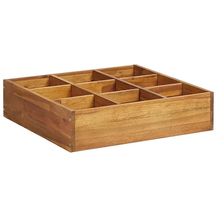 Furnicato Hochbeet - 60 x 60 x 15 cm, Holz, Beige - Natürlicher Holz-Organizer mit neun quadratischen Fächern.