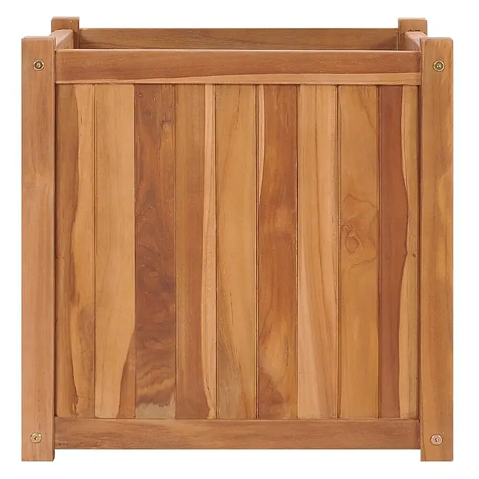 Furnicato Hochbeet - 50 x 50 x 50 cm, Holz, Braun - Quadratischer Pflanzkübel aus Teakholz mit vertikalen Latten.