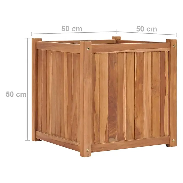 Furnicato Hochbeet - 50 x 50 x 50 cm, Holz, Braun - Quadratischer Pflanzkübel aus Teakholz, 50x50x50 cm.