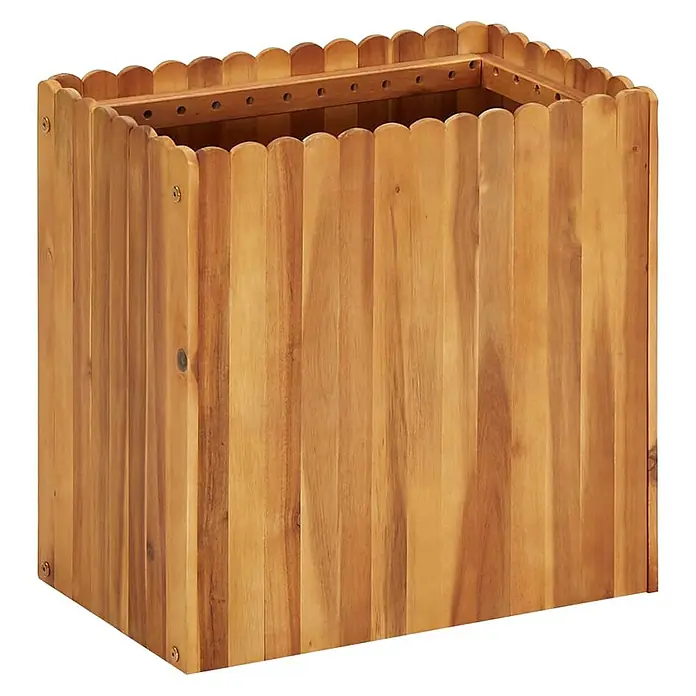 Furnicato Hochbeet - 30 x 50 x 50 cm, Holz, Braun - Rechteckiger Holzpflanzkübel aus hellbraunen Lamellen mit gewelltem Oberrand.