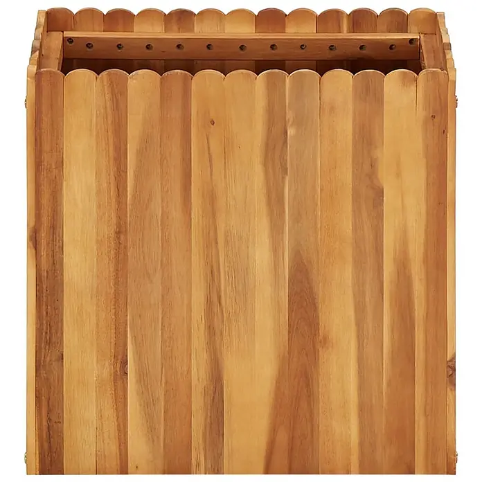 Furnicato Hochbeet - 30 x 50 x 50 cm, Holz, Braun - Rechteckiger Holz-Pflanzkübel in Naturholz-Optik mit Wellenrand oben.