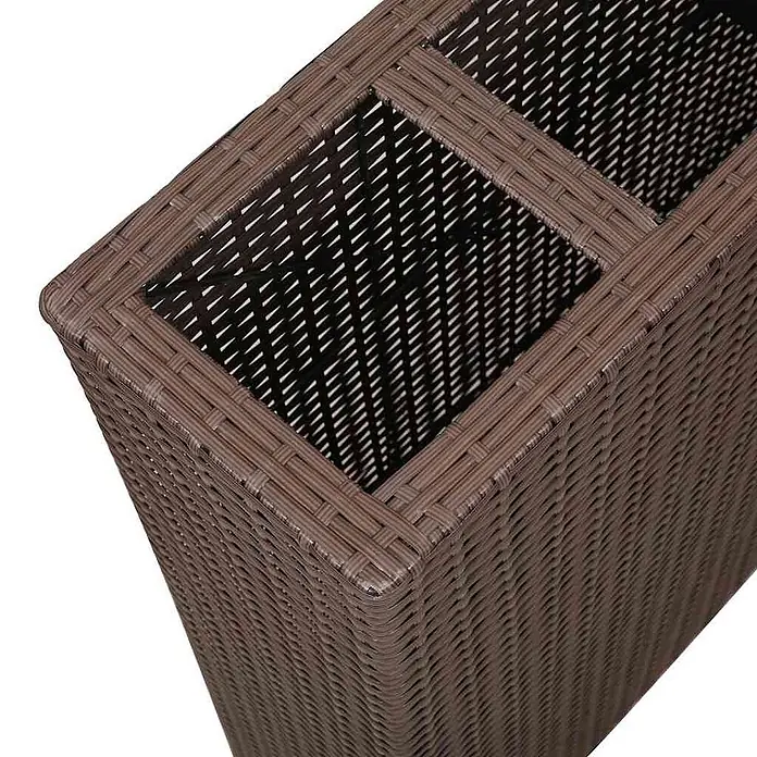 Furnicato Hochbeet Poly Rattan - 79 x 22 x 76 cm, Kunststoff, Braun - Brauner Pflanzkübel in Rattan-Optik, rechteckig, mit mehreren Fächern.