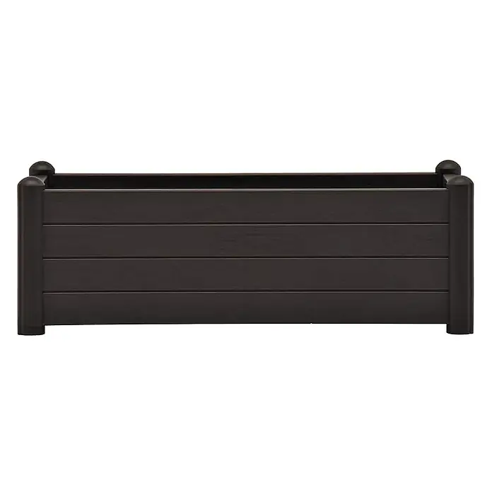 Furnicato Hochbeet - 100 x 43 x 35 cm, Kunststoff, Anthrazit - Dunkelbrauner rechteckiger Pflanzkasten mit Lamellen.