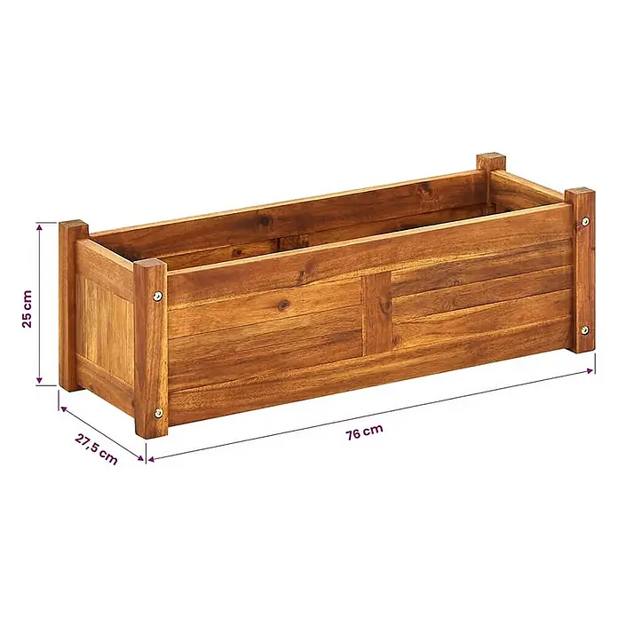 Furnicato Hochbeet - 46.200 x 76 x 25 cm, Holz, Braun - Rechteckiger brauner Pflanzkasten aus Holz.