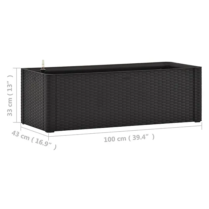 Furnicato Hochbeet - 43 x 100 x 33 cm, Kunststoff, Anthrazit - Schwarzer Pflanzkasten in Rattan-Optik.