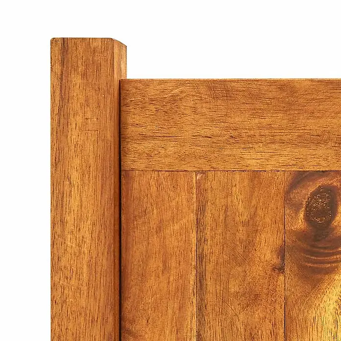 Furnicato Hochbeet - 46.200 x 76 x 25 cm, Holz, Braun - Detail einer Bettrahmenecke aus natürlichem Akazienholz mit warmbraunen Brettern und sichtbarer Maserung.