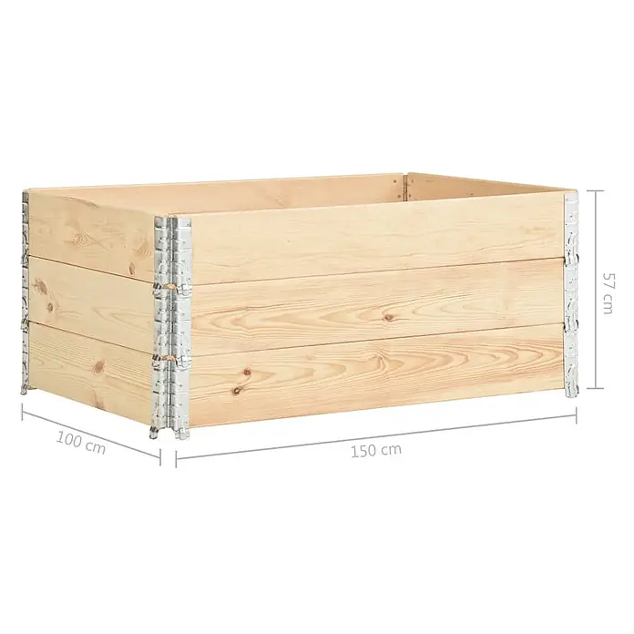 Furnicato Hochbeet - 150 x 100 x 19 cm, Holz, Braun - Helles Hochbeet aus Holz mit Metallecken, 150x100x57 cm.