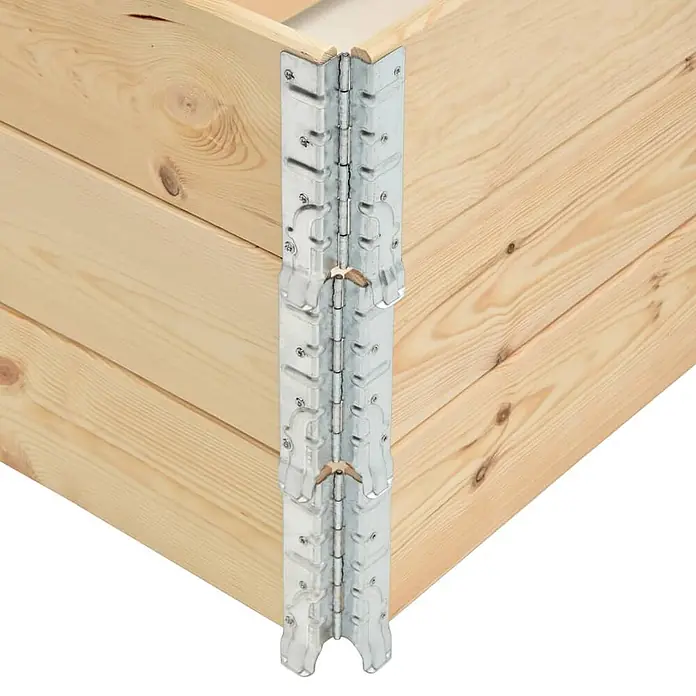 Furnicato Hochbeet - 150 x 100 x 19 cm, Holz, Braun - Verzinktes Metall-Eckscharniersystem, das zwei Holzbretter für ein Hochbeet verbindet.