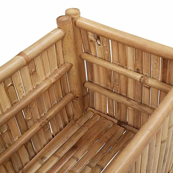 Furnicato Hochbeet - 90 x 35 x 70 cm, Naturmaterialien, Braun - Quadratischer Bambuspflanzkasten in Naturfarbe, mit vertikalen und horizontalen Bambusstangen gefertigt.