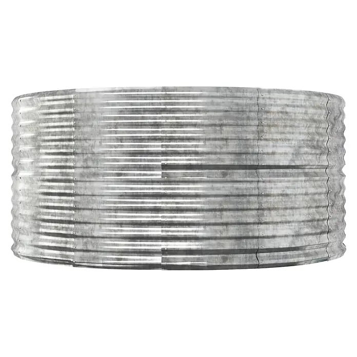 Furnicato Hochbeet - 140 x 140 x 68 cm, Stahl, Silber - Wellblech-Tanksegment aus verzinktem Stahl mit genieteten Nähten, silbergraue Metalloberfläche.