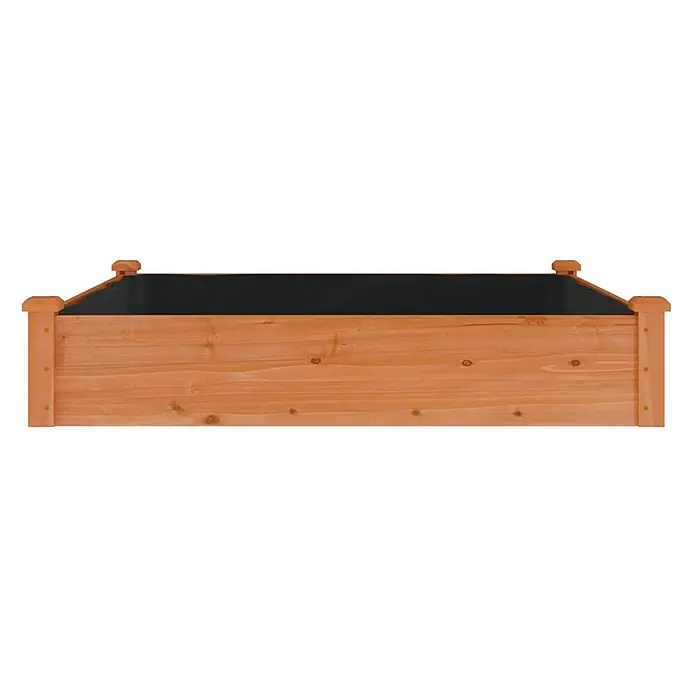 Furnicato Hochbeet - 120 x 120 x 25 cm, Holz, Braun - Langes, hölzernes Hochbeet mit schwarzer Schutzfolie.