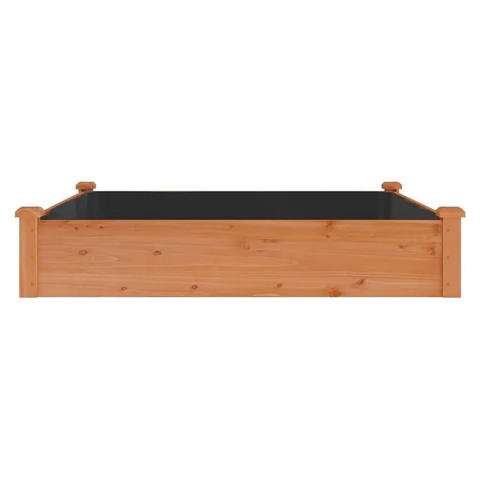 Furnicato Hochbeet - 120 x 120 x 25 cm, Holz, Braun - Hölzernes Hochbeet mit schwarzem Einsatz.