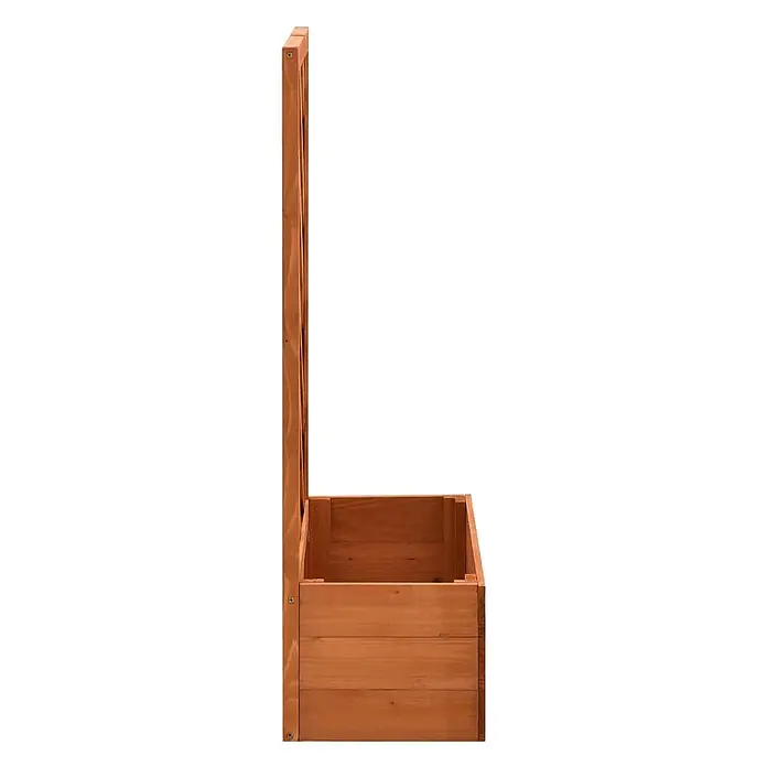 Furnicato Hochbeet - Holz, Orange - Hölzerner Pflanzkasten mit integriertem hohem Spalier, in warmem Braunton.