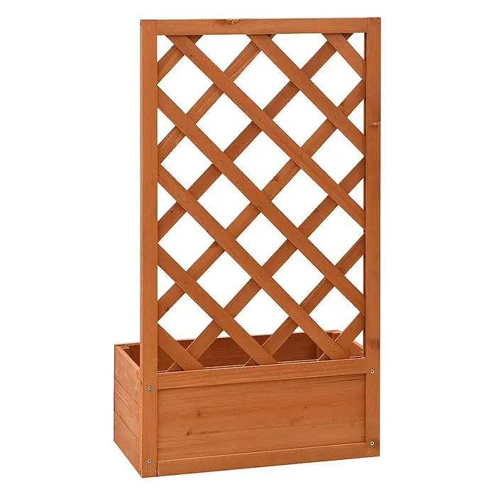 Furnicato Hochbeet - Holz, Orange - Brauner Pflanzkasten aus Holz mit integriertem Rankgitter für Kletterpflanzen.