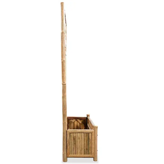 Furnicato Hochbeet - 30 x 70 x 135 cm, Naturmaterialien, Braun - Pflanzkasten aus natürlichem Bambus mit integriertem, hohem Rankgitter für Kletterpflanzen.