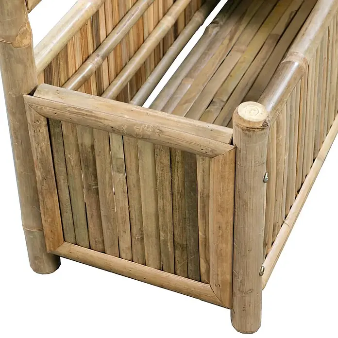 Furnicato Hochbeet - 30 x 70 x 135 cm, Naturmaterialien, Braun - Natürliches Bambus-Aufbewahrungsmöbel, hellbraun mit grünen Nuancen. Robustes Lattenrost-Design.