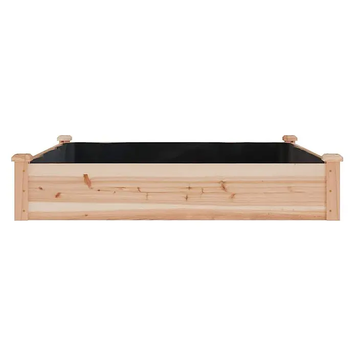 Furnicato Hochbeet - 120 x 120 x 25 cm, Holz, Natur - Helles Holz-Hochbeet mit schwarzem Pflanzsack.