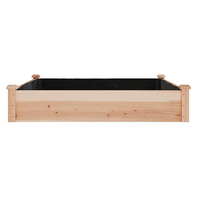 Furnicato Hochbeet - 120 x 120 x 25 cm, Holz, Natur - Natürliches, helles Hochbeet aus Holz mit schwarzer Innenverkleidung, ideal zum Pflanzen von Blumen oder Gemüse.