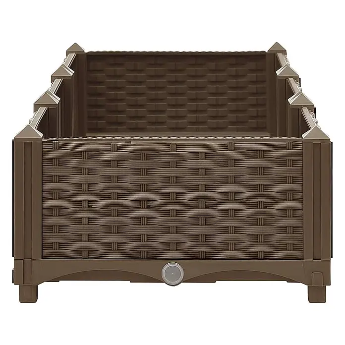 Furnicato Hochbeet - 40 x 120 x 23 cm, Kunststoff, Braun - Braunes Hochbeet aus Kunststoff mit Rattan-Geflecht-Optik und Ablaufstopfen.