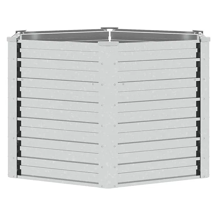 Furnicato Hochbeet - 129 x 129 x 77 cm, Stahl, Silber - Graues modulares Hochbeet mit Lamellenpaneelen und Metallrahmen, ideal für Pflanzen.