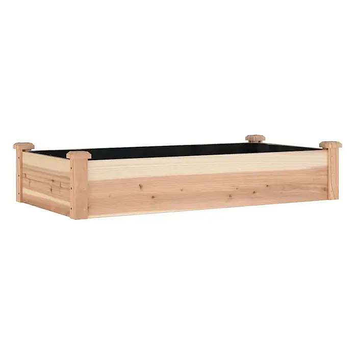 Furnicato Hochbeet - 120 x 60 x 25 cm, Holz, Natur - Helles Holz-Hochbeet mit Eckpfosten und schwarzer Schutzfolie.