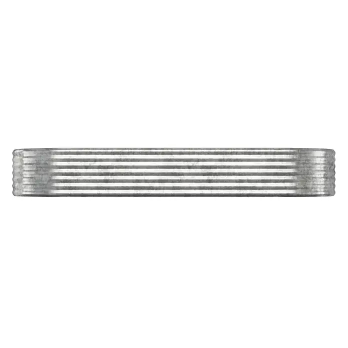 Furnicato Hochbeet - 249 x 100 x 36 cm, Stahl, Silber - Rechteckiges, silbergraues Metallteil mit horizontalen Parallelrippen und geriffelten Enden.