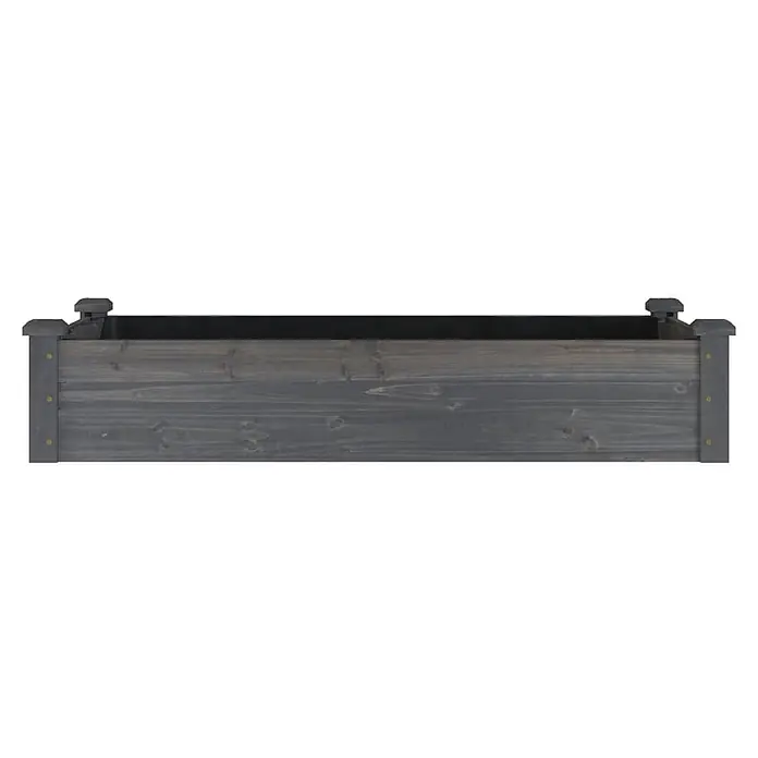 Furnicato Hochbeet - 120 x 60 x 25 cm, Holz, Grau - Dunkelgraues rechteckiges Hochbeet aus Holz mit schwarzer Innenauskleidung und dekorativen Eckpfosten.