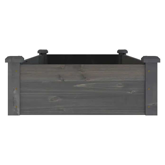Furnicato Hochbeet - 120 x 60 x 25 cm, Holz, Grau - Graues Holz-Pflanzgefäß mit sichtbarer Holzmaserung und dekorativen Eckpfosten.