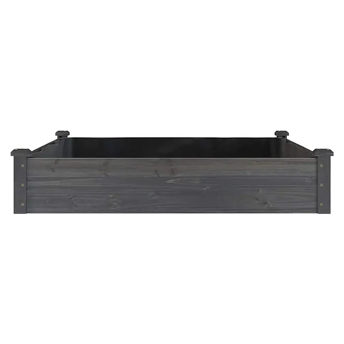 Furnicato Hochbeet - 120 x 120 x 25 cm, Holz, Grau - Dunkelgraues Holzhochbeet zum Anbau von Pflanzen.