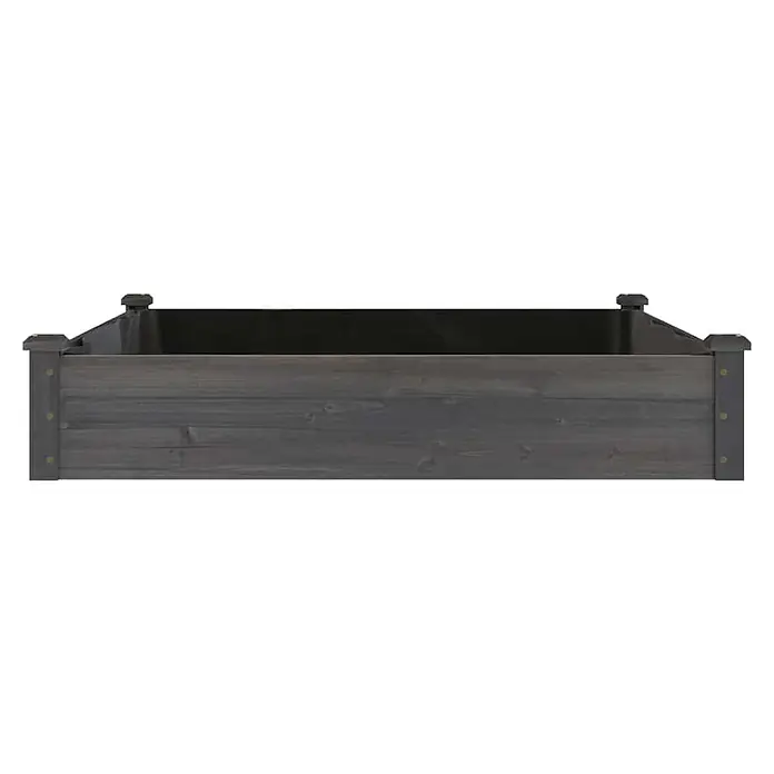 Furnicato Hochbeet - 120 x 120 x 25 cm, Holz, Grau - Dunkelgraues Hochbeet aus Holz mit Lattenseiten und dekorativen Eckpfosten.