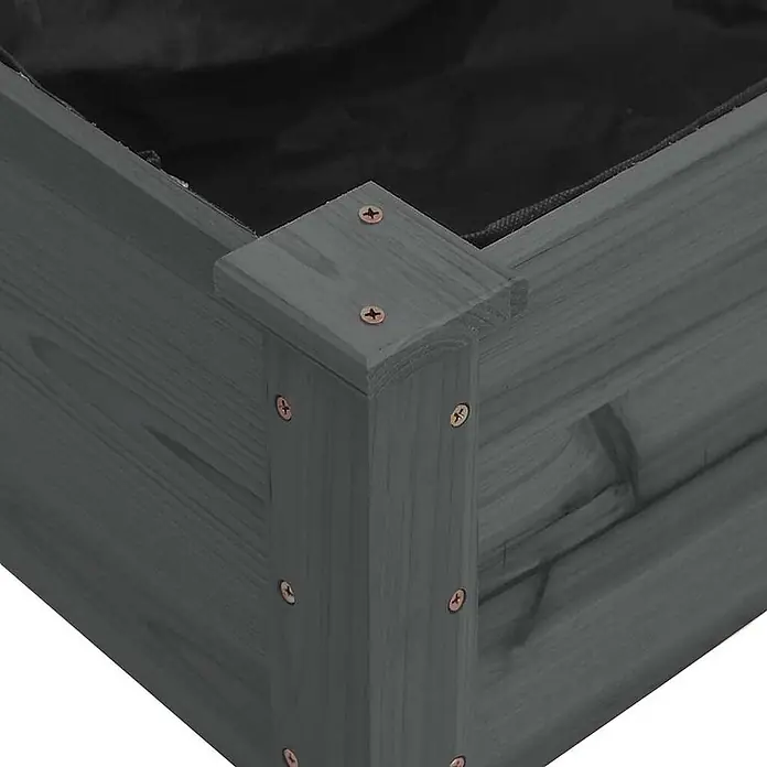 Furnicato Hochbeet - 120 x 120 x 25 cm, Holz, Grau - Dunkelgraues Holz-Hochbeet-Eckteil mit sichtbaren Schrauben und schwarzer Innenverkleidung.