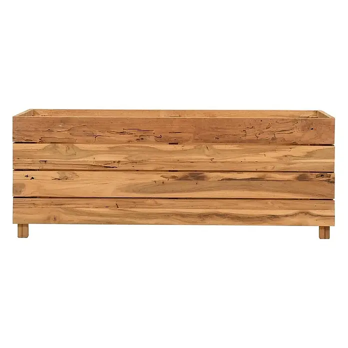 Furnicato Hochbeet - 100 x 40 x 38 cm, Holz, Braun - Rustikaler hellbrauner Blumenkasten aus Holz mit Lamellen und kurzen Beinen.