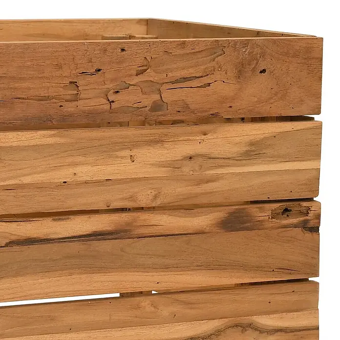 Furnicato Hochbeet - 100 x 40 x 38 cm, Holz, Braun - Rustikale, hellbraune Holzkiste aus Latten mit natürlicher Maserung und abgenutzter Textur.