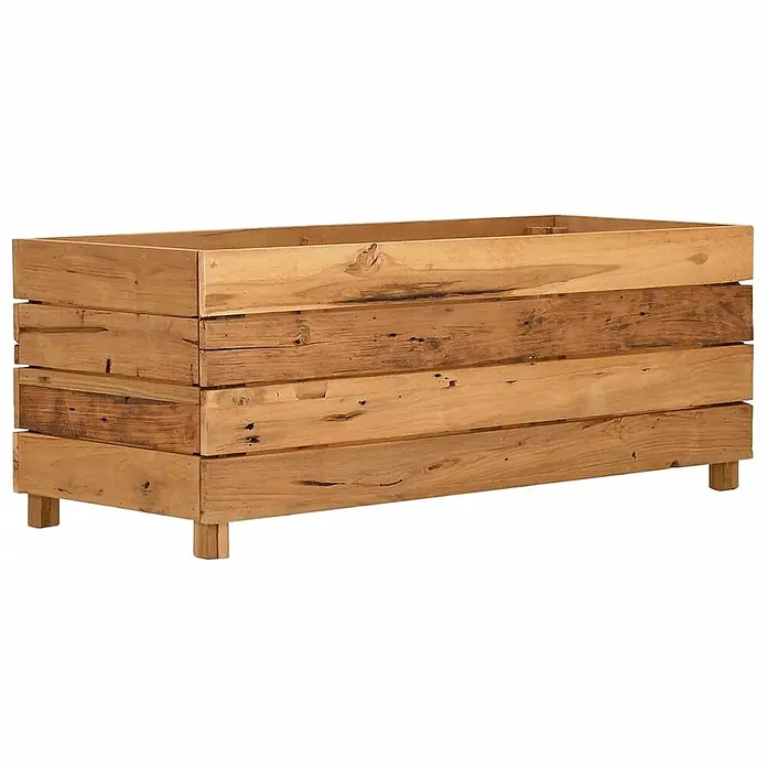Furnicato Hochbeet - 100 x 40 x 38 cm, Holz, Braun - Rechteckiger Pflanzkasten aus rustikalem Naturholz mit kurzen Beinen.