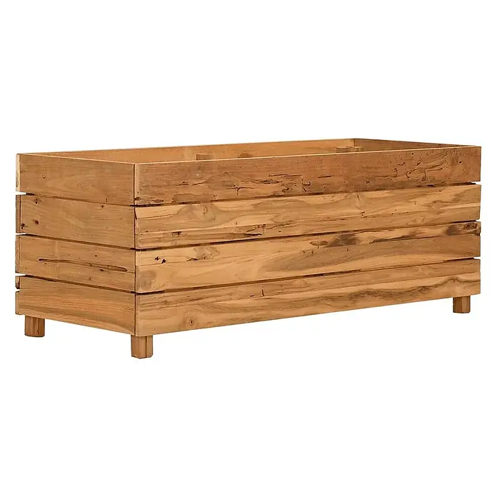 Furnicato Hochbeet - 100 x 40 x 38 cm, Holz, Braun - Rechteckiger Pflanzkasten aus Holz mit Lattenseiten und kurzen Beinen.